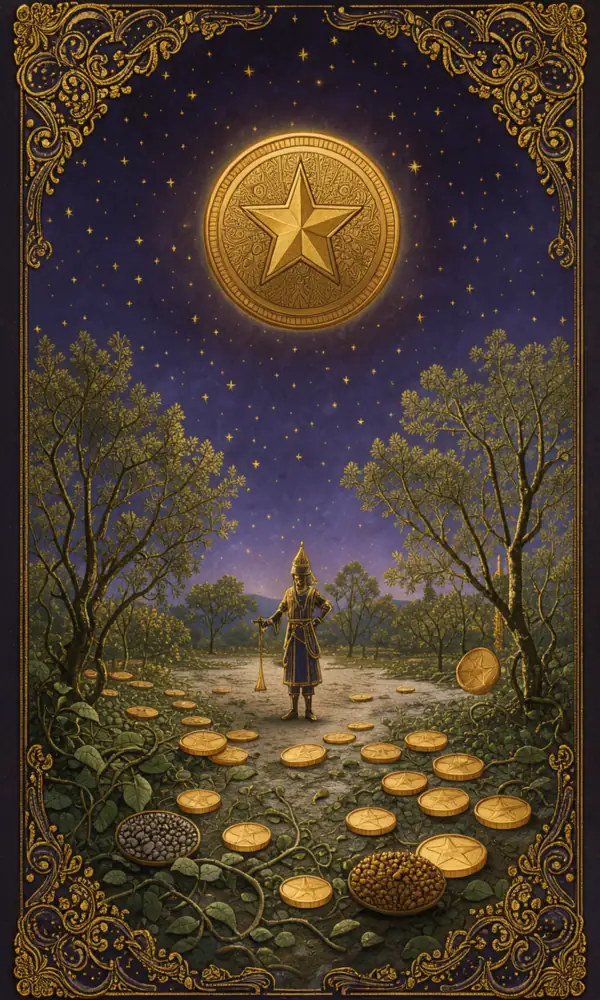 ไพ่เจ็ดเหรียญ (Seven of Pentacles)