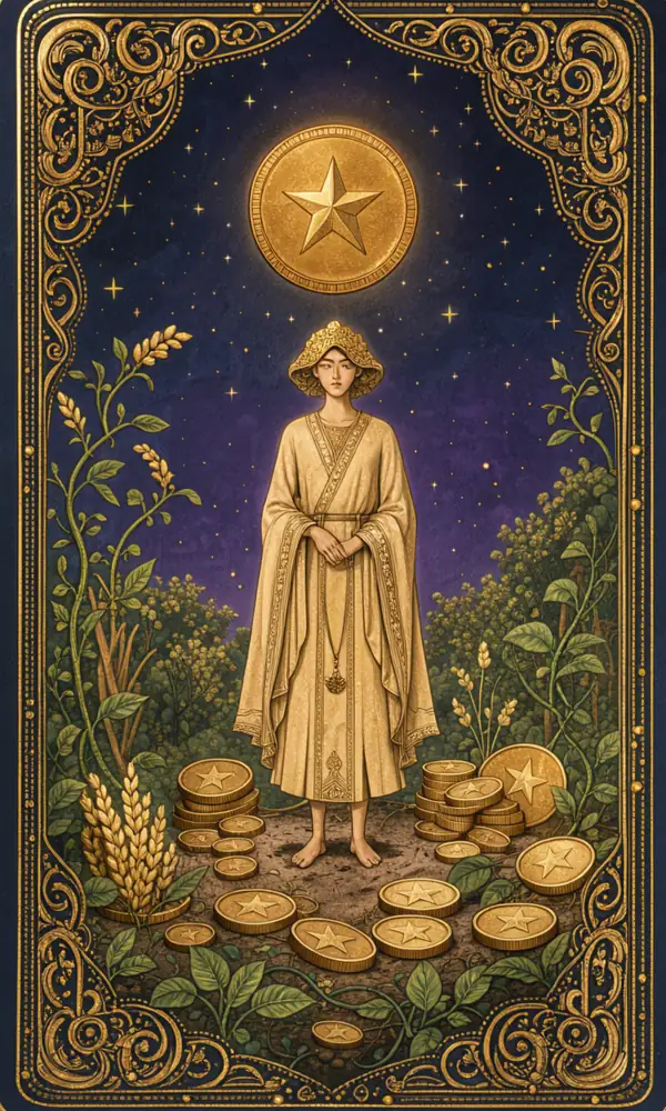 ไพ่เก้าเหรียญ (Nine of Pentacles)