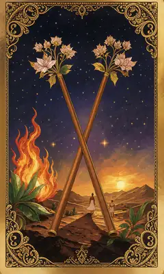 ไพ่สองไม้เท้า (Two of Wands)