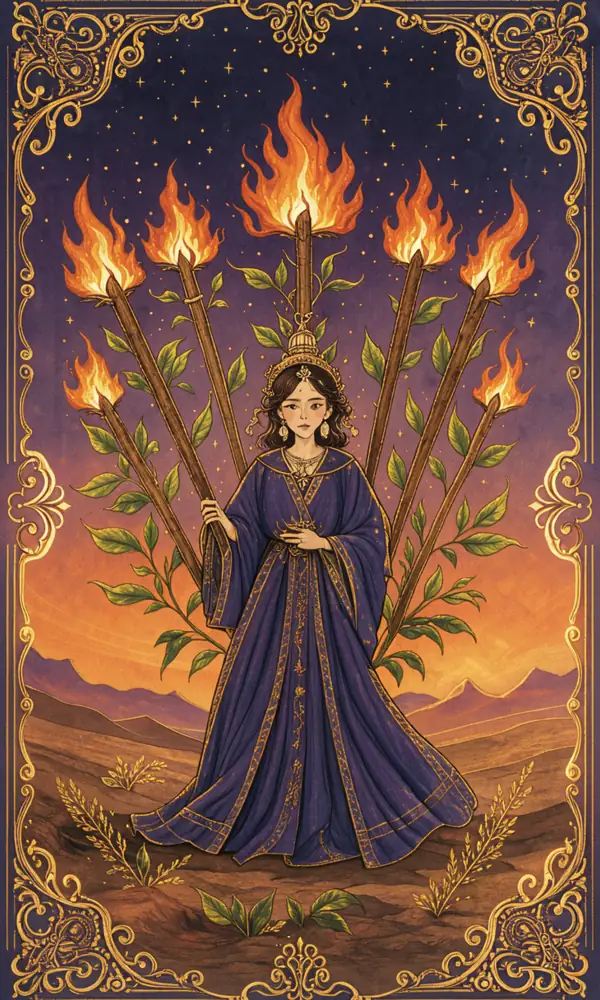 ไพ่เก้าไม้เท้า (Nine of Wands)