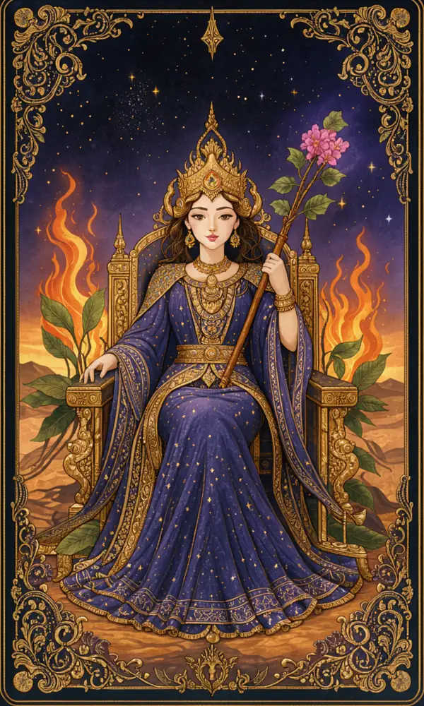 ไพ่ราชินีไม้เท้า (Queen of Wands)